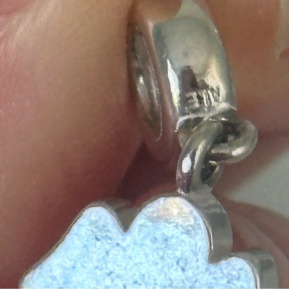 Pandora Snow Angel Enamel Heart Rare Retired Dangle Bead Charm - Picture 6 of 6